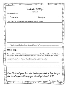 Joshua 9 Sunday School Handout by The Happy Garage | TPT