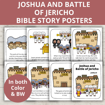 Preview of Joshua and Battle of Jericho, Bible Posters, Bulletin Board Ideas, Coloring Page