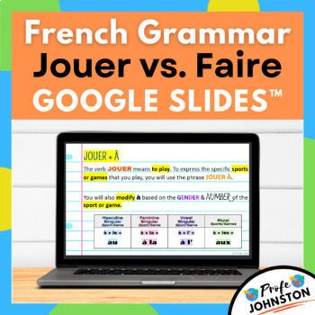 Preview of Jouer vs. Faire • Notes & Practice Activities • Google Slides