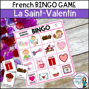 Preview of La Saint-Valentin - French Valentine's Day Vocabulary Bingo Game