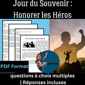 Preview of Jour du Souvenir- Compréhension de lecture (version courte)