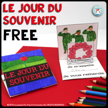 Preview of Jour du Souvenir French Remembrance Day FREE Pop-up Card GRATUIT