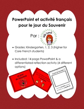 Preview of Jour du Souvenir / Remembrance Day French PowerPoint and Activity