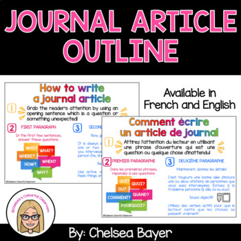 Preview of Journal Article Outline (Plan d'un article de journal) - FRENCH and ENGLISH