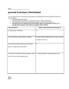 Preview of Journal Article Summary Graphic Organizer and rubric