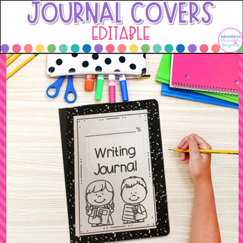 Preview of Journal Covers - Editable Binder Covers for Math, Reading, Writing Journals