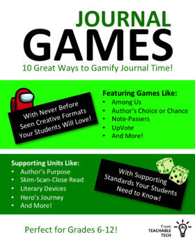 Preview of Journal Games for High School and Middle School