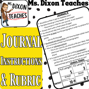 Preview of Journal Instructions & Grading Rubric