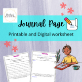 Journal Page printable and digital worksheet