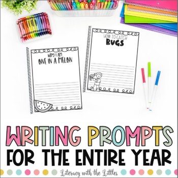 Preview of Journal Pages & Writing Prompts for Whole Year Writing Paper with Picture Box