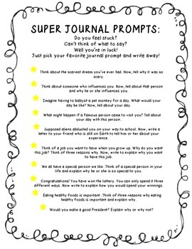 Journal Prompts by Miss Chesley | Teachers Pay Teachers