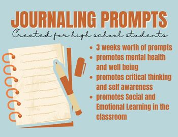 Preview of Journal Prompts - 3 weeks of SEL prompts for high school students