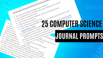 Preview of Journal Prompts Computer Science Digital Citizenship Writing Lesson Ideas