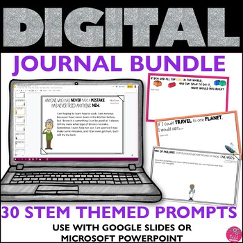 Preview of Digital Journal Writing Prompts STEM Leaders Quotes Sub Plan Computer Activities