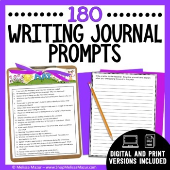 Journal Prompts - Writing Prompts - Writing Journal by Melissa Mazur