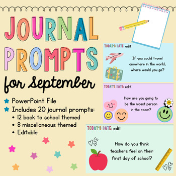Journal Prompts for September by MissAdamsTaught | TPT