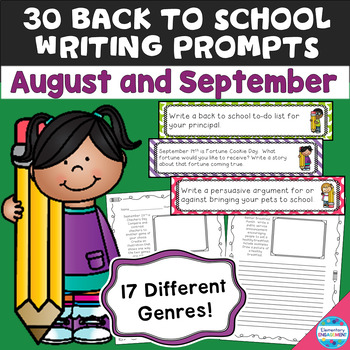 Back to School Writing Prompts (August & September) by Elementary ...