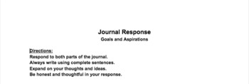 Preview of Journal Response: Dream Career and Goal Setting