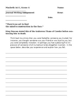 journal writing assignment