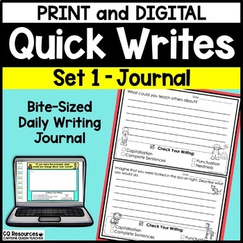 Preview of Daily Quick Writes Journal Writing Prompts Practice Print and Digital SET 1