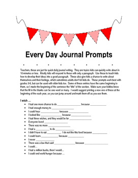 Preview of Journal Writing Prompts