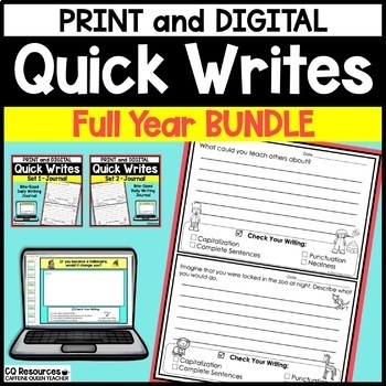 Preview of Daily Journal Writing Prompts Quick Writes All Year Long Bundle