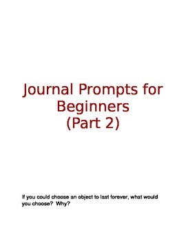 Preview of Journal Writing Prompts Part 2