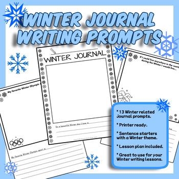 Preview of Journal Writing - Winter Theme With Sentence Starters [Lesson Plan Included]