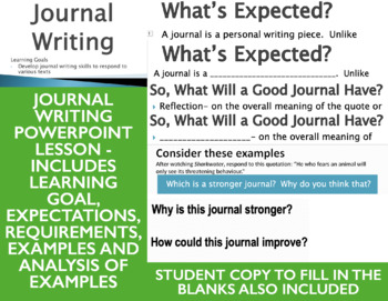 Preview of Journal Writing - lesson, graphic organizer and rubric WITH BONUS FILE