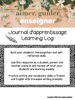 Preview of French Weekly Reflection Journal-Bilingual Resource