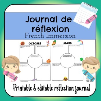 Preview of Journal de réflexion d'étudiant /Student Self-Reflection Journal