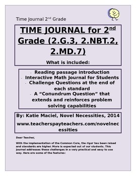 Preview of 2nd Grade Time Unit Student Interactive Journal