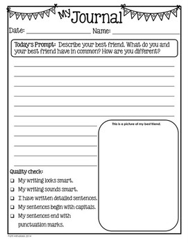 Print and Go Journal/Writing Prompts for Third, Fourth, Fifth Grade