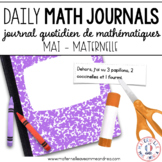Daily French Math Journal Prompts - May (Journal de maths)