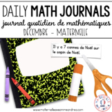 Daily French Math Journal Prompts - December (Journal de m