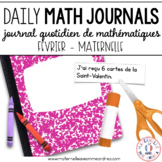 Daily French Math Journal Prompts - February (Journal de m