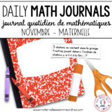 Daily French Math Journal Prompts - November (Journal de m