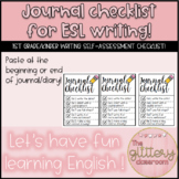 Journal writing checklist for ESL lessons and learners!