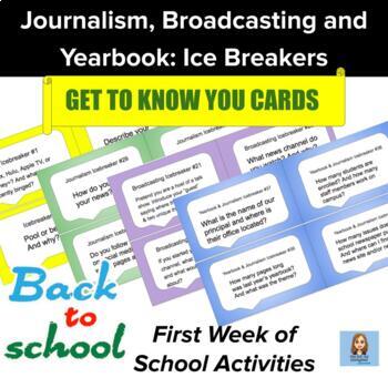 Preview of Journalism, Broadcasting & Yearbook Ice Breakers & Get to Know You Cards w/ Act.