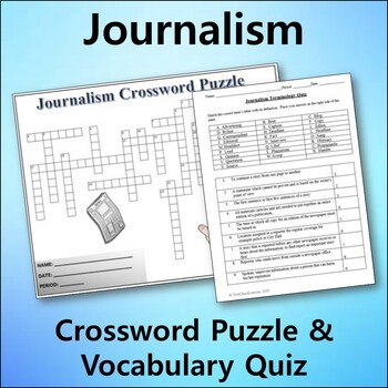 Preview of Journalism Vocabulary Quiz & Crossword Puzzle