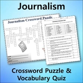 Journalism Vocabulary Quiz & Crossword Puzzle