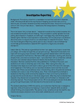Preview of Journalism Investigative Reporting Activity *online teaching ready*