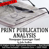 Journalism Newspaper Analysis, Use Real-World Print to Ins