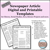 Journalism Newspaper Article Project Digital  & Printable 