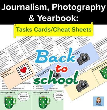 Preview of Journalism, Photo, & Yearbook Task Cards, Cheat Sheets, & Checklists 4 Review