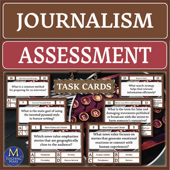 Preview of Journalism: Assessment Task Cards