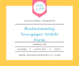 Newspaper Article Brainstorming Worksheet - Journalism