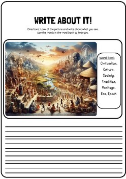 Preview of Journey Through Time: History-Themed Writing prompts End of year Activities 