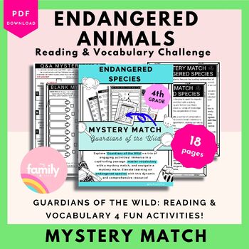 Preview of Endangered Animals Reading Comprehension - Environmental Science