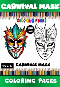 Preview of Journey into Festivity: Carnival Mask Coloring Sheet Vol 5